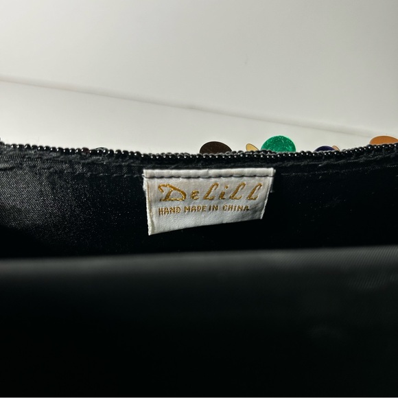 DELILL Bronze Multicolor Sequin Beaded Hand Made Clutch Handbag Purse Vintage - Picture 4 of 7